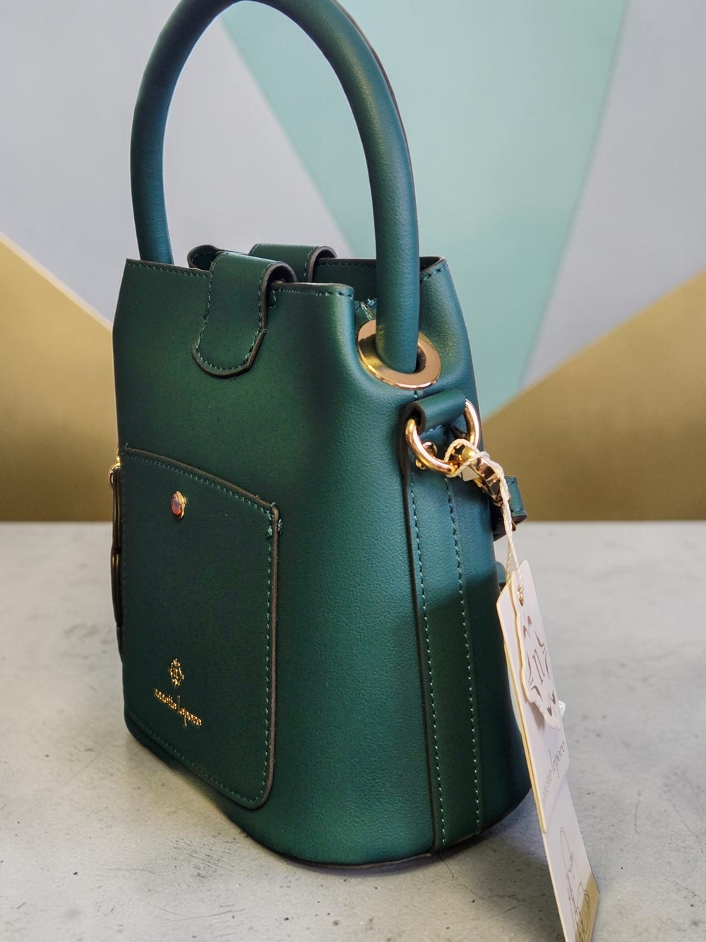 NEW Nanette Lepore Isabela Mediterranean Convertible Bucket Bag Purse Green NWT - Picture 3 of 10
